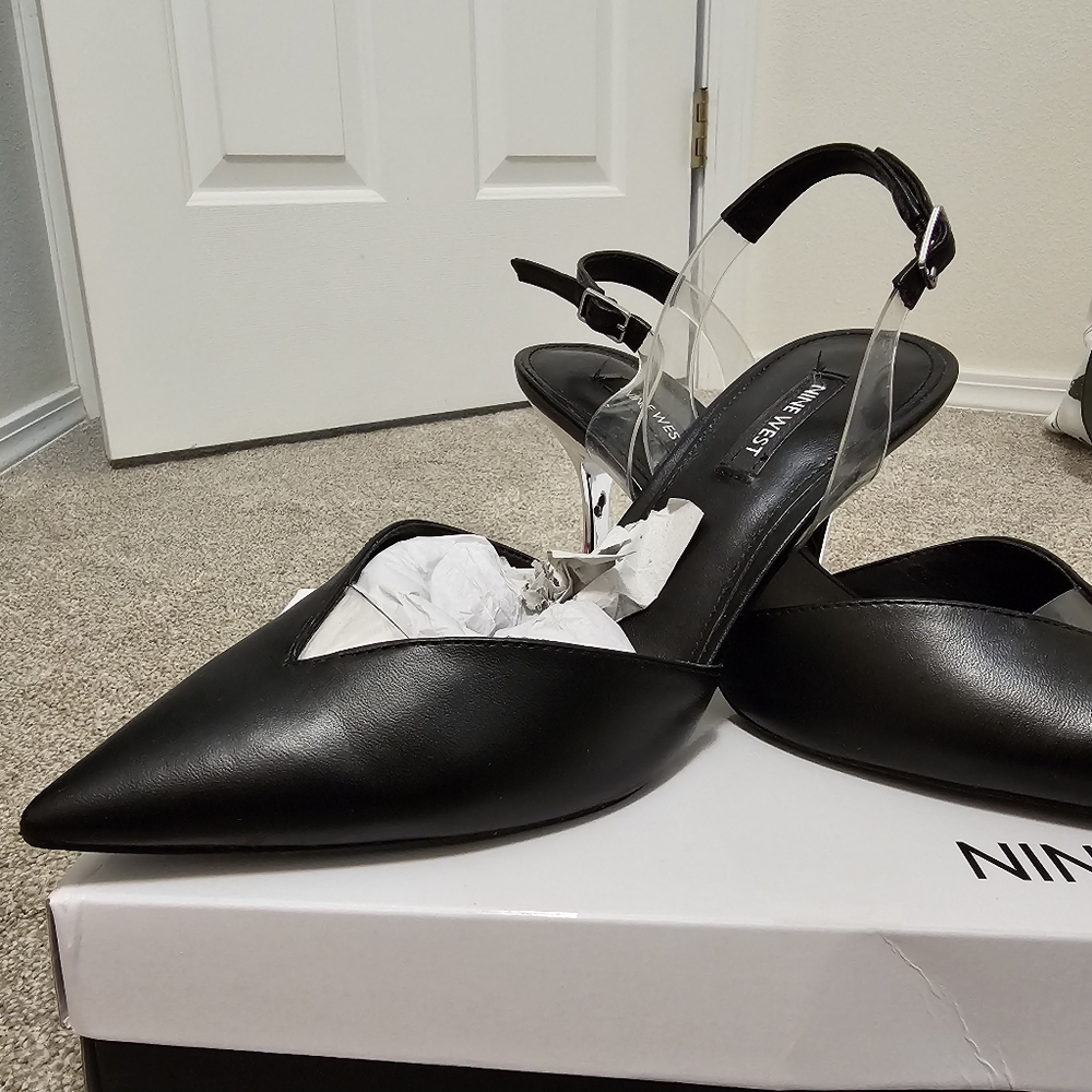 Pointy toe heels slingback, Size 8, Nine West